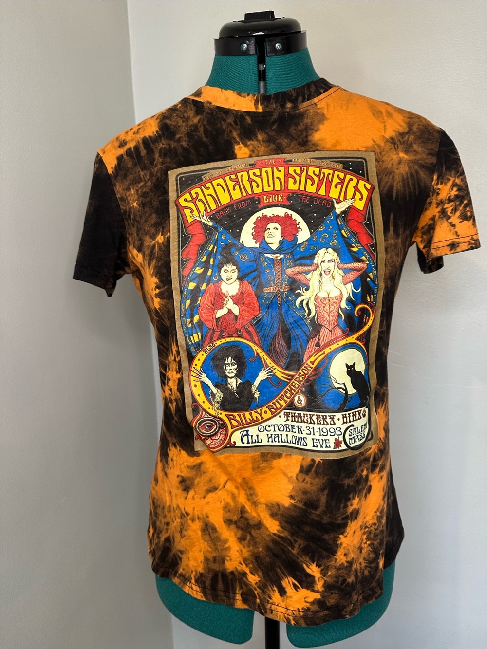Sanderson Sisters Hocus Pocus Tie-Dye Graphic Tee - Orange & Black